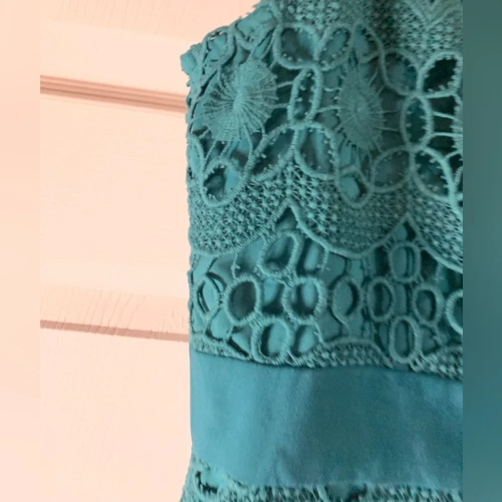 Elegant Emerald /Teal Loft Lace Dress - Picture 9 of 12